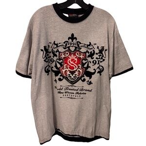 Vintage Y2K Southpole Crest Dark Grunge Emo Affliction Style Tee Large